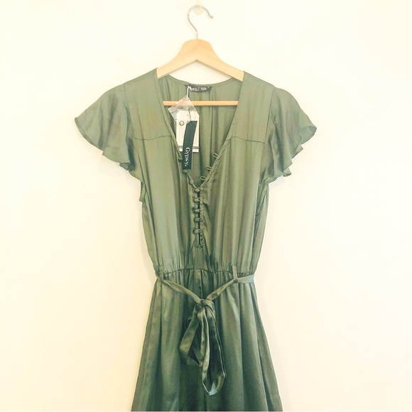 Gypsy 05 Global Village Olive Silk Jumpsuit Size Small NWT - Picture 7 of 9